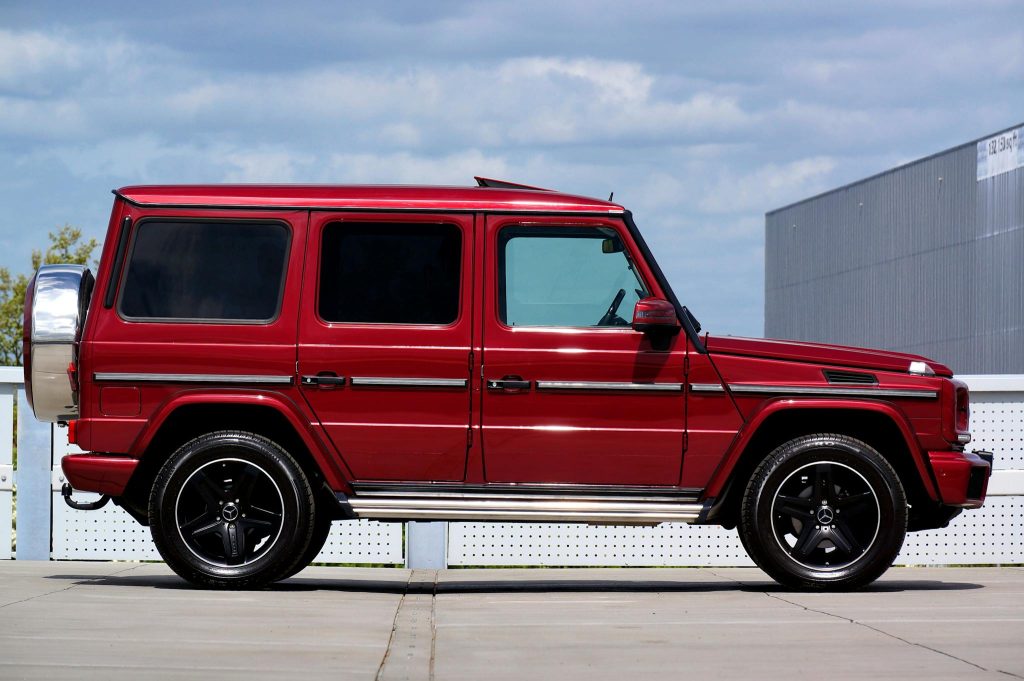 A Red Mercedes-Benz G350d on a Parking Lot 